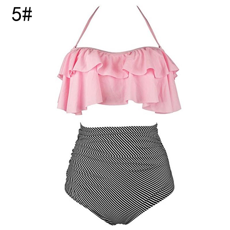 Damen Blumen High Waist Bikini Set Stilvolle Bademode Gepolstert Übergröße Badeanzug
