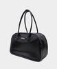 Macoi Leather Classic Long Handle Big Shoulder Bag [Black]