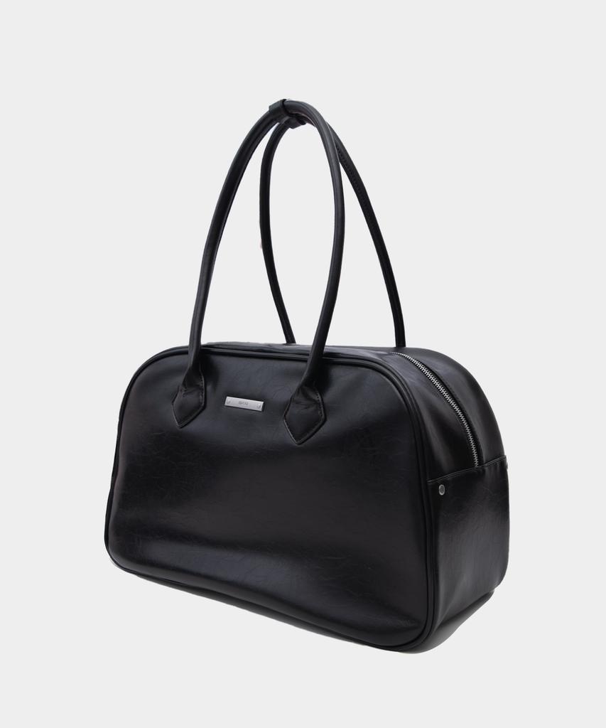 Macoi Leather Classic Long Handle Big Shoulder Bag [Black]