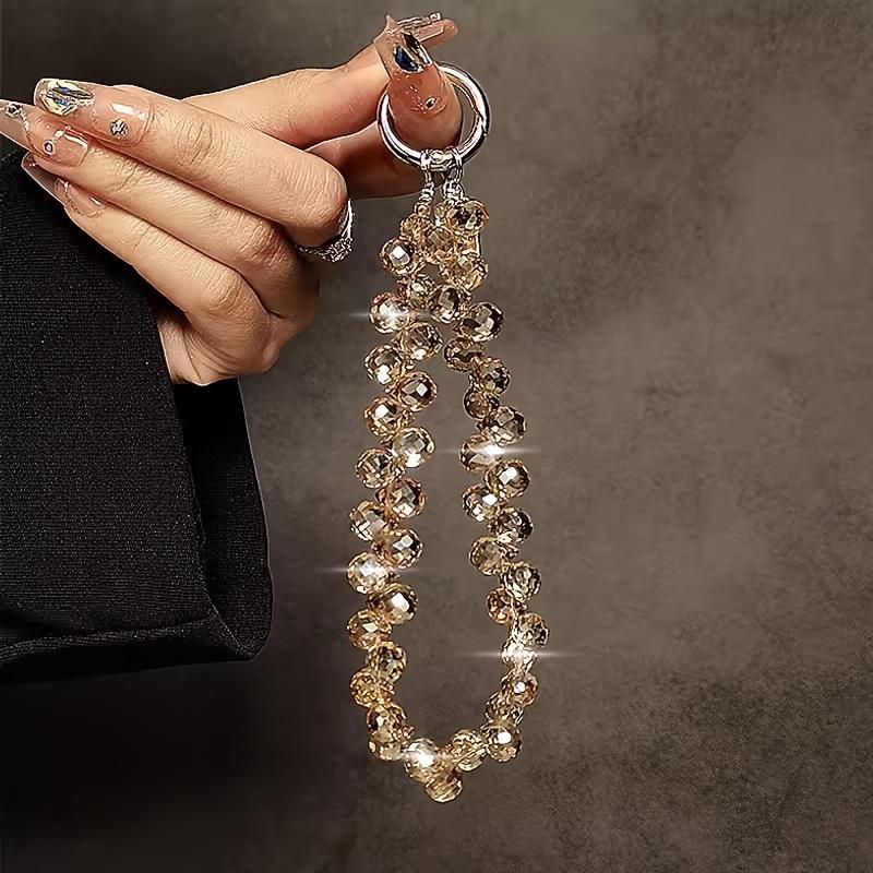 1 Piece of Luxurious and Elegant Crystal Bead Mobile Phone Lanyard Wrist Chain Hand Guard Against Losing Accessories 1