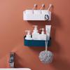 Étagère de Salle de Bain en Plastique Étagère de Rangement Organisateur de Douche Panier de Rangement pour Cosmétiques Support Mural Design à Vidange Support sans Perçage