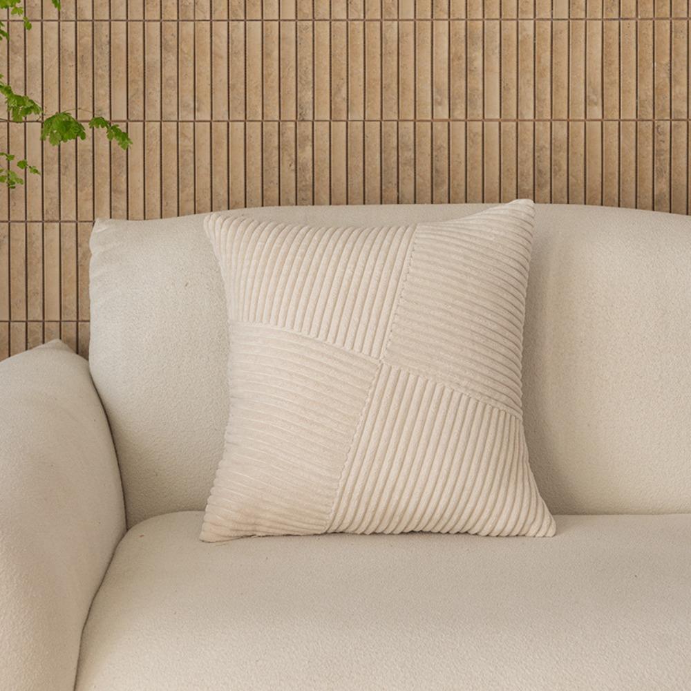 2 Pieces Windmill Design Splicing Cross Throw Pillow Cover Solid Color Corduroy Patchwork Cushion Cover Skin-friendly