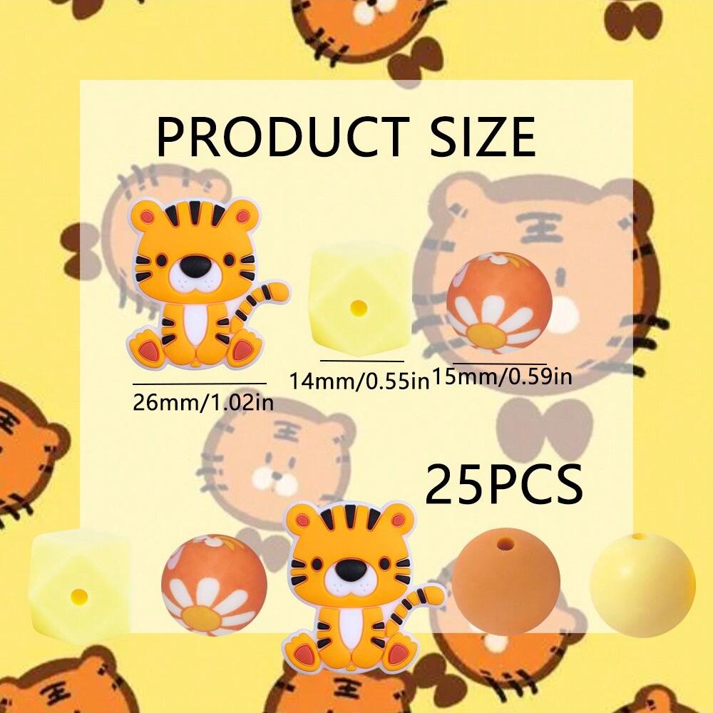 30PCS Silicone Bead Set - Cute Dinosaur, Plant & Flower Designs for DIY Jewelry, Keychains, Bracelets & Craft Pens