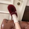 Fashion Designer Spring Autumn Women Warm Fur Shoes Fashion Shallow Slip on Ladies Flats Shoes Round Toe Women's Mary Jane Shoes