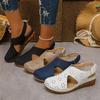Sandali da donna regolabili con velcro e tacco a zeppa - Traspiranti con suola spessa antiscivolo, design confortevole a punta chiusa per l'estate, scarpe alla moda con cinturino