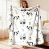 Adorable Farm Animal Flannel Throw Blanket with Cow Goat Chicken Duck Rabbit Sunflower Pattern Soft Cozy All-Season for Couch Room