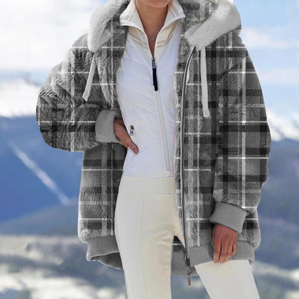 Frauen Winter Mantel Einfarbig Lange Ärmel Zipper Strickjacke Lose Warme Pelzigen Plüsch Plus Größe Dame Mantel Winter Kleidung