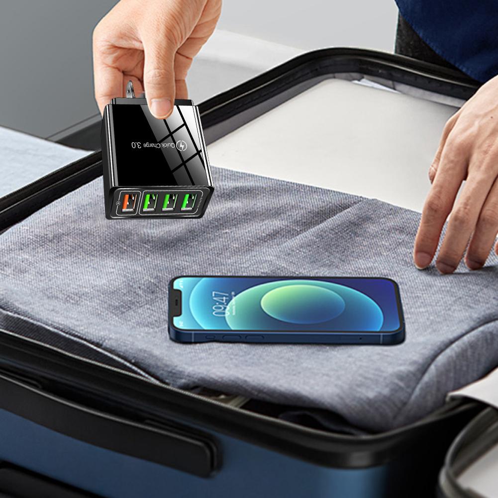 4-Port Fast Charger Quick Charge 3.0 Fast Charging Block Phone Charger Adapter for Smartphones Tablets