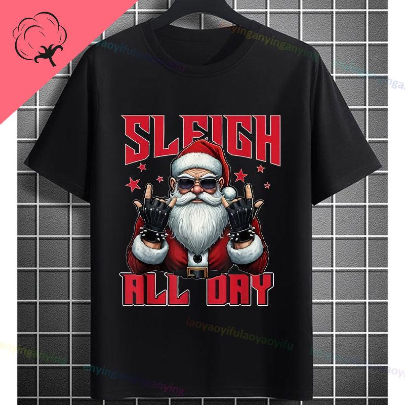 Funny Muscular Santa Christmas Gym Graphic Tshirt Casual Sports Humor Style Pure Cotton Shortsleeve Tshirt Outdoor Clothing