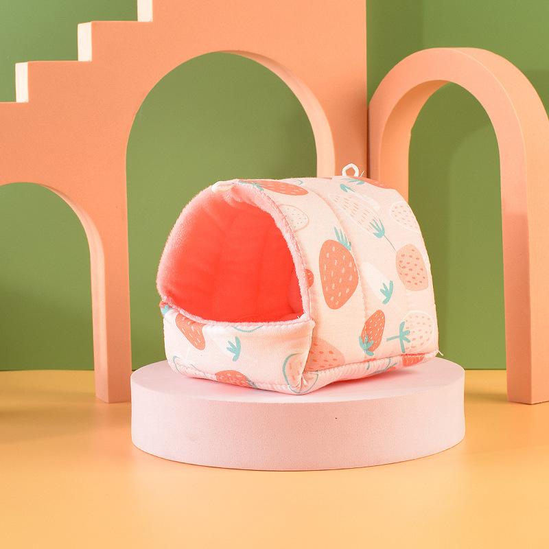 Cute Cartoon Rabbit Hamster Nest Small Animal Sleeping Bed Winter Warm Velvet Mat Pet Cage Accessory for Guinea Pig Mice Rat