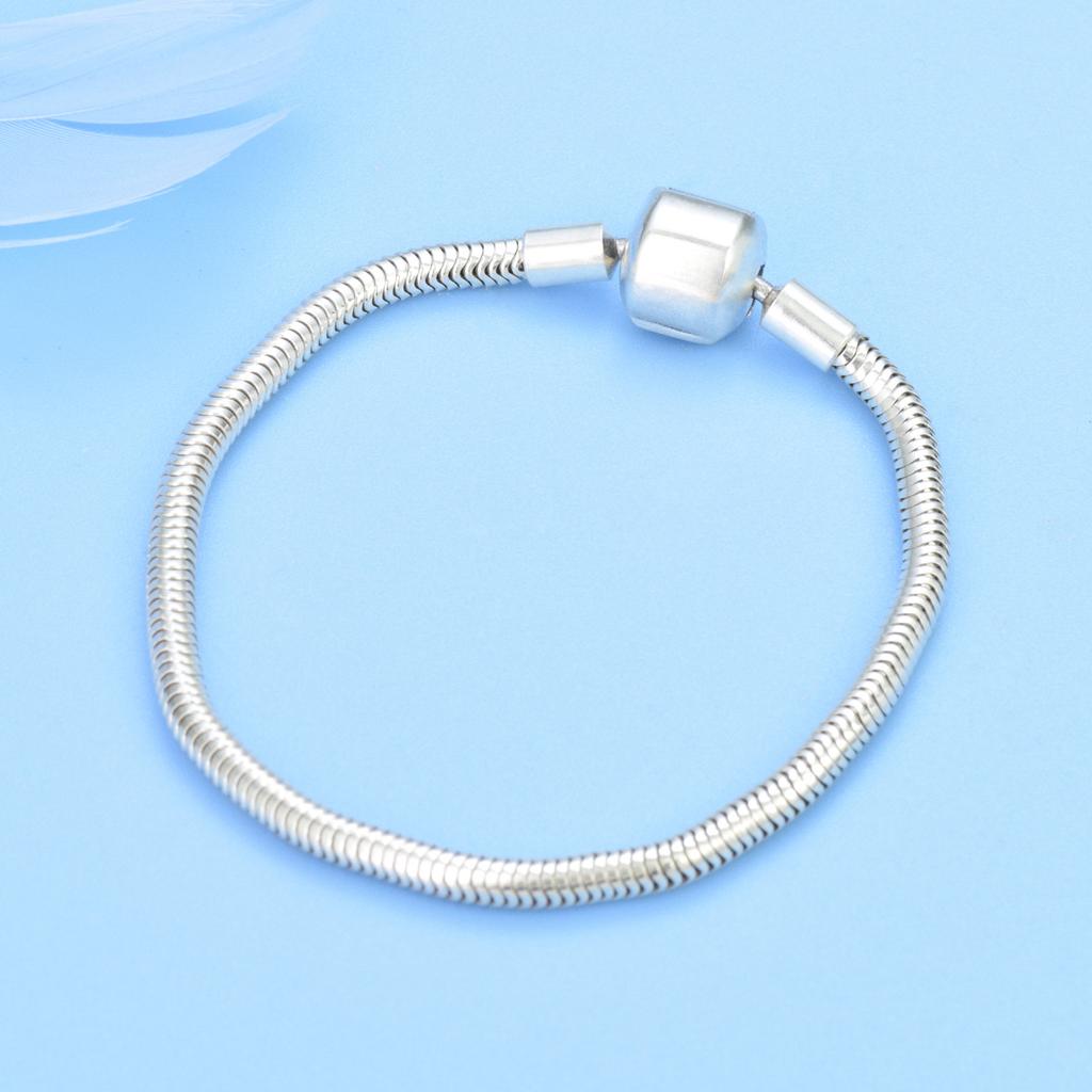 Simple Square Buckle Plain Soft Chain Bracelet 925 Sterling Silver Basic Snake Bone Bangle DIY Jewelry Making Accessories