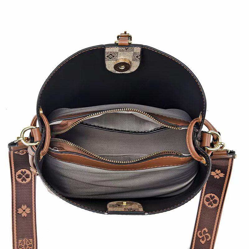 Women's 2024 Trendy Print Bucket Bag with Single & Double Shoulder Straps