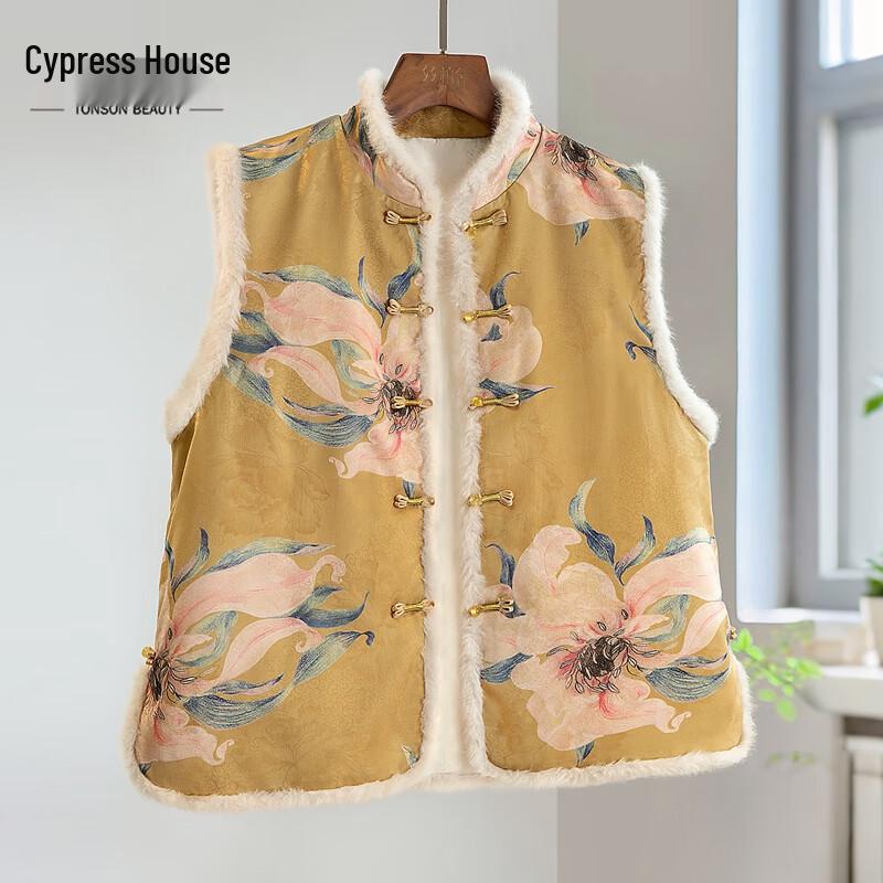 

Sibaishe Women s New Chinese Style Retro Warm Vest L