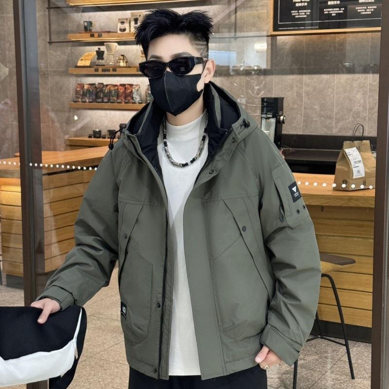Winter Workwear Hooded Down Jacket Men's Trend 2025 Loose Outdoor Function Warm Duck Down Jacket Men's Cotton Clothes