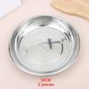 2Pcs Reusable Stainless Steel Dinner Plates Thickened Polished Round Shallow Dishes for Picnic Barbecue Use
