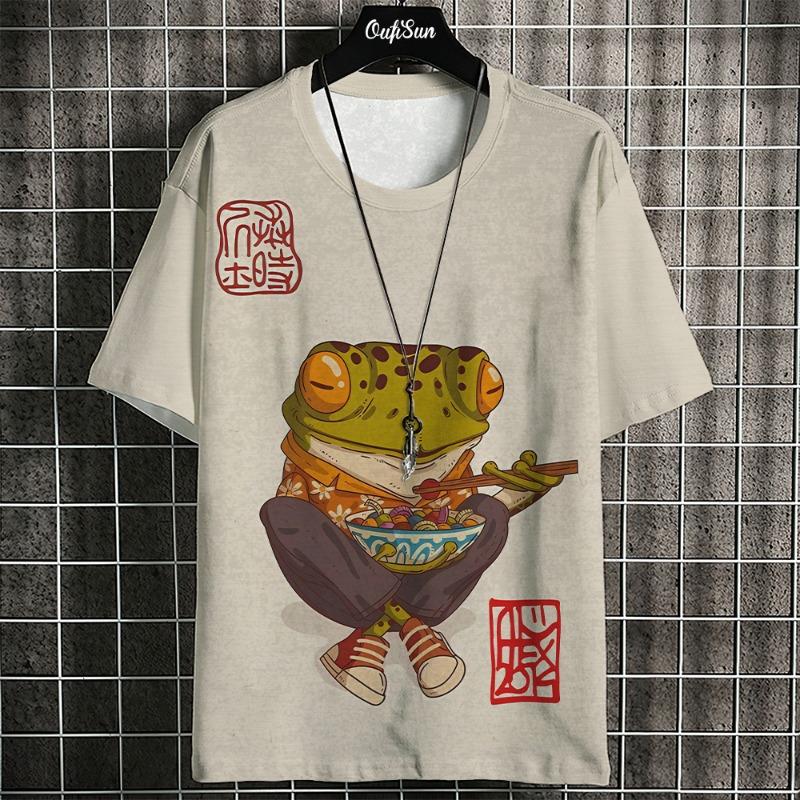 3d Ukiyo-E Animal Print Men's T-Shirt Summer Casual Oversized Short Sleeve T Shirt For Men Fashion Man Clothing 2024 Vintage Tee