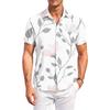 Men’s Casual Short Sleeve Collared Shirt with Floral Print for Outdoor and Wear Lightweight Comfortable Fit