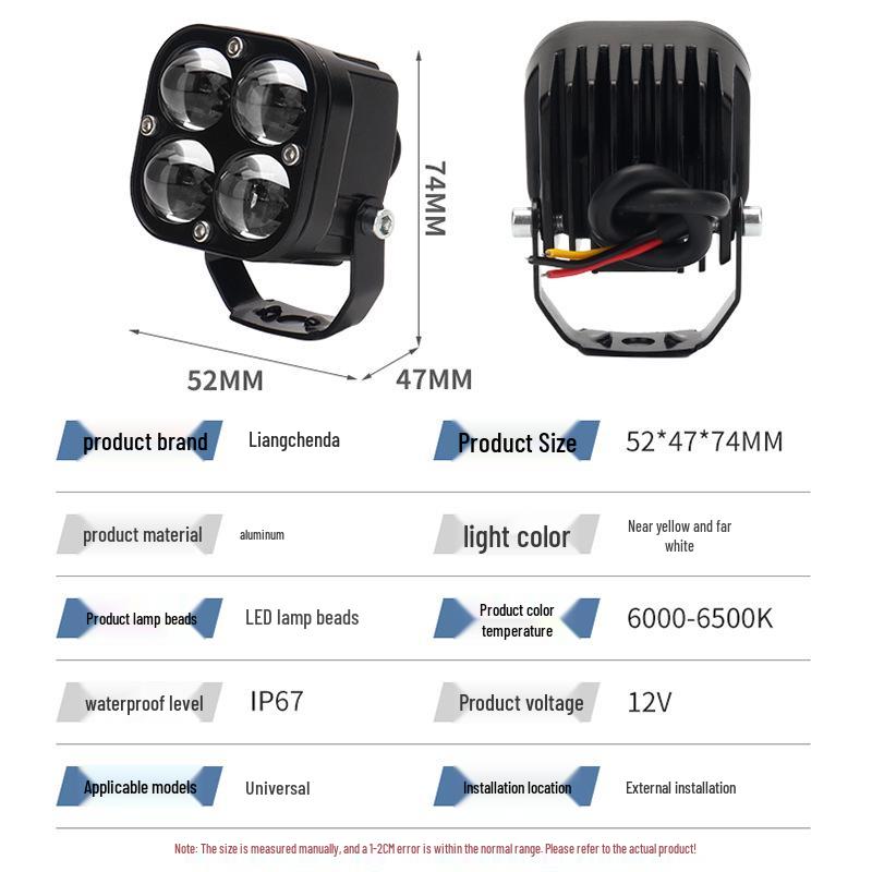 LED High-Brightness Waterproof Headlight for Motorcycles, Electric Vehicles, and Off-Road Modifications
