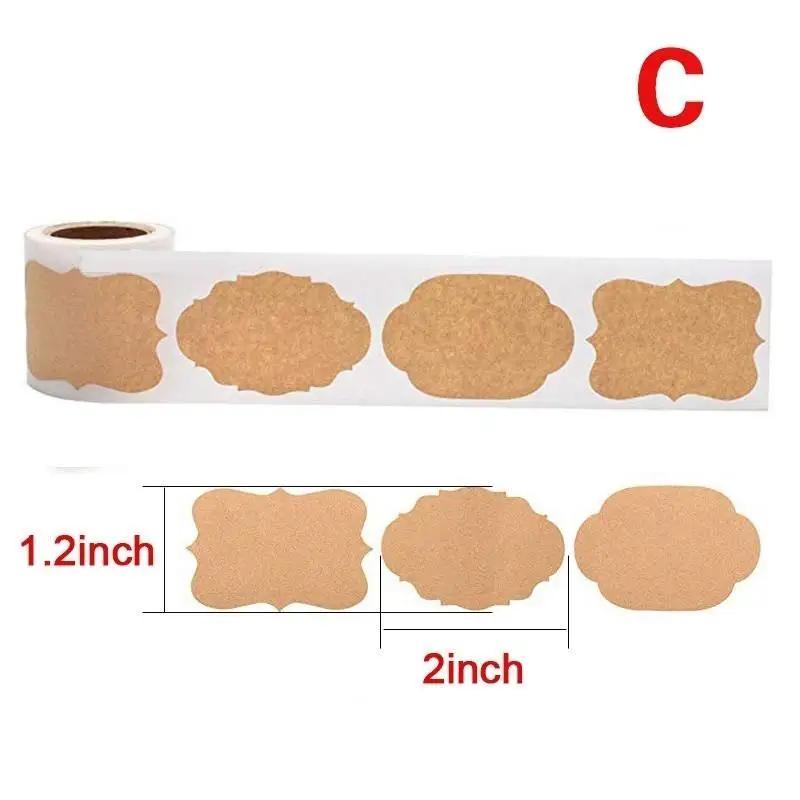 300pcs Vintage Blank Kraft Paper Sealing Sticker DIY Kitchen Classification Baking Packaging Self-adhesive Paper Label Gift Tags