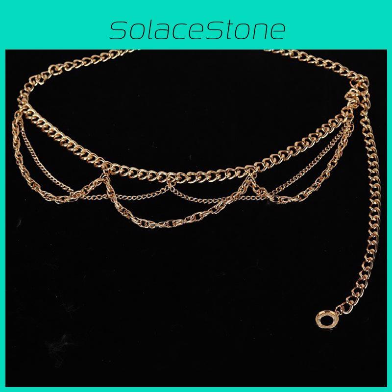 Metal Designer Waist Chain For Women Vintage Style With Engraved Elements For Daily Use
