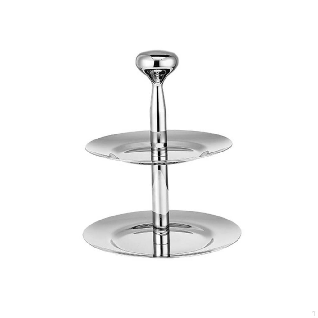 Fruit Tray with pole Stainless Steel Two-Tier Serving Mirrored