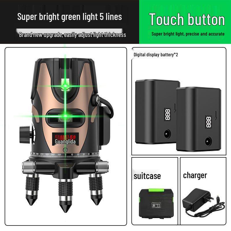 High Precision Outdoor Laser Level with Infrared, Blue, and Green Light - 2, 3 & 5 Lines, Auto-Leveling, Imported LD.
