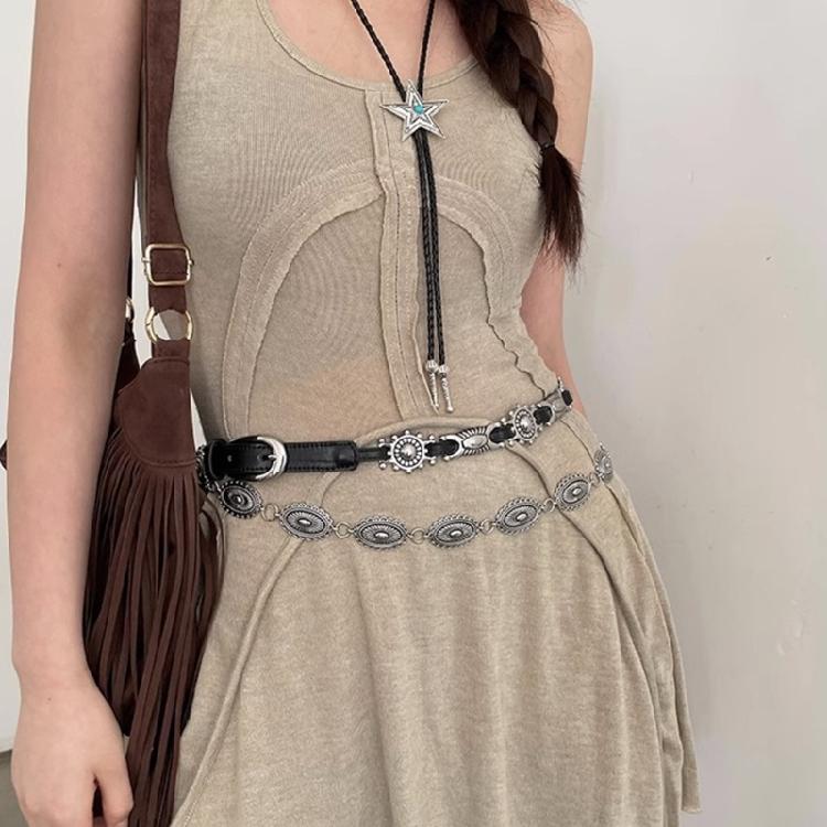 Female Belt Decorative Thin Waist Belt Black Leathers Belts for Dress Jeans