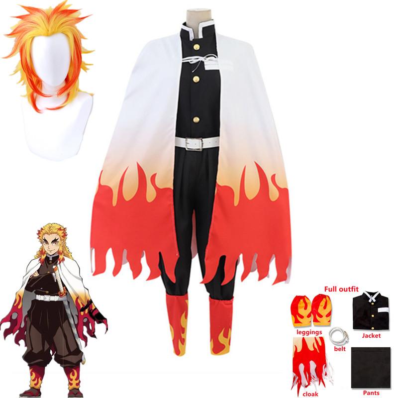 Anime Demon Slayers Kimetsu No Yaiba Rengoku Kyoujurou Cosplay Costume Kimono Uniform Halloween Carnival Christmas Party Clothes
