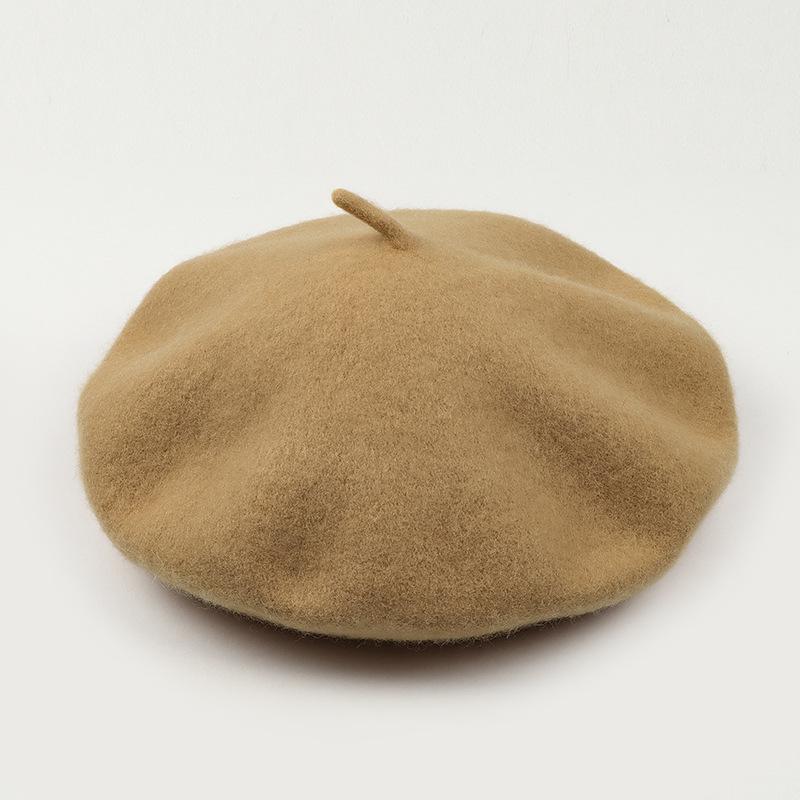 Dámský fialový vlněný baret: Klobouk se širokou krempou, Vintage britský, korejský a japonský styl pro podzim/zimu