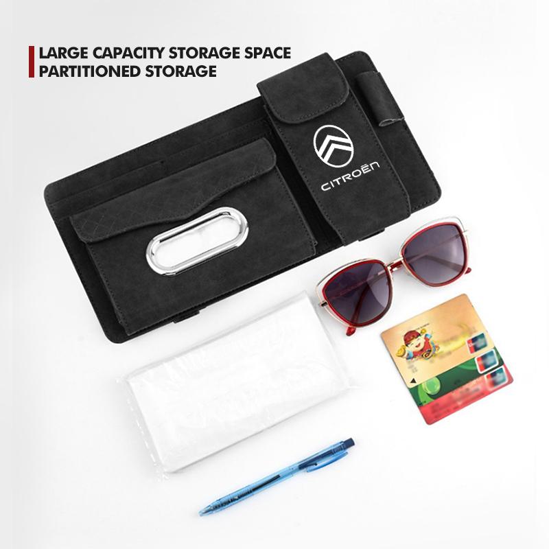 Car Sun Visor Tissue Glasses Card Ticket Pouch Storage Organizer For Citroen C4 C3 C5 C1 C2 C6 C4L DS3 DS4 Berlingo Picasso