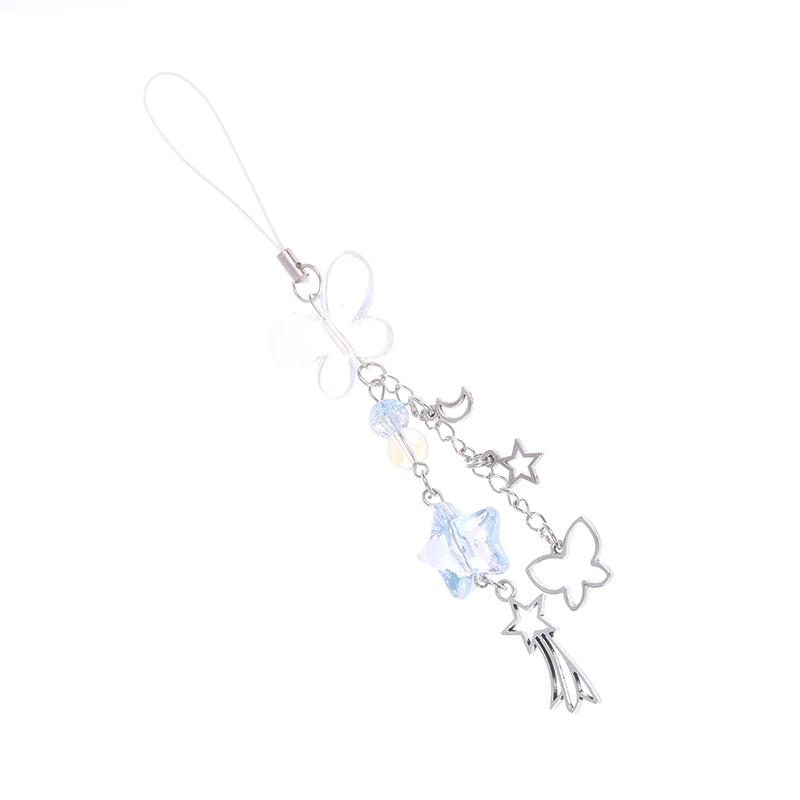 Y2K Cute Butterfly Star Phone Chain Anti-loss Charm Strap Keychain Lanyard Pendant INS Bag Camera Decoration