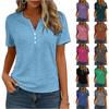 Women's Blouse Trendy V-neck Button-down Short-sleeved Tunic