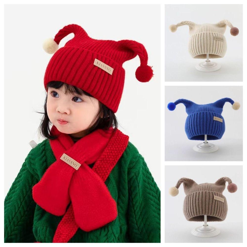 Openwork Flower Warm Wool Beanie Plush Ball Kids Winter Cap Fashion Pompom Hat  Ear Protection