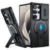 Capa Case com Suporte Magnético Protetor de Câmera para Samsung S26 S2 S24 Plus S2FE S23 Ultra A7 A6 A A36 A16 Capa à Prova de Choque