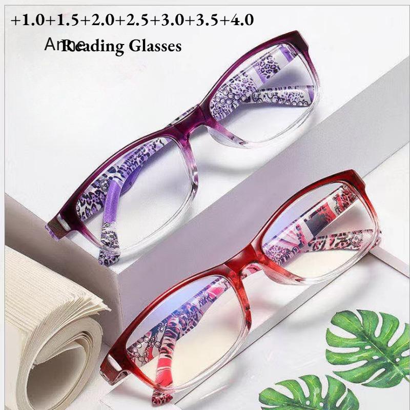 Reading Glasses Women Anti Blue Ray Lenses +1.00 +2.00 +3.00 +4.00 Red Purple Retro Plus Prescription Eyewear Clear Óculos