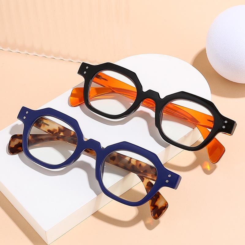 Fashion Polygon Reading Glasses Women Retro Rice Nail Anti Blue Light Correction Prescription Eyeglass Men +1.0 +1.5 +2.0 +2.5