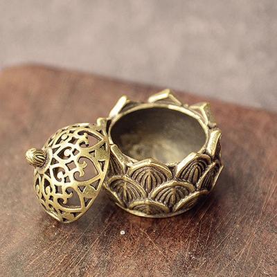 Retro Copper Pequeno Lotus Pocket Oco Incenso Stick Queimador de Incenso de Latão Com Tampa Decoração de Casa Sândalo Incenso