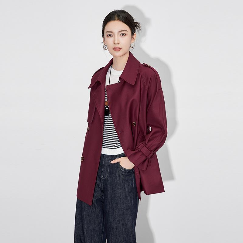 

Двубортная куртка-ветровка из ангоры красного цвета — повседневный свободный силуэт для поездок на работу и работы Large