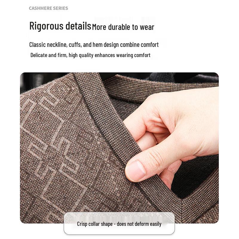 ROMON Men's Thick V-Neck Knitted Sweater