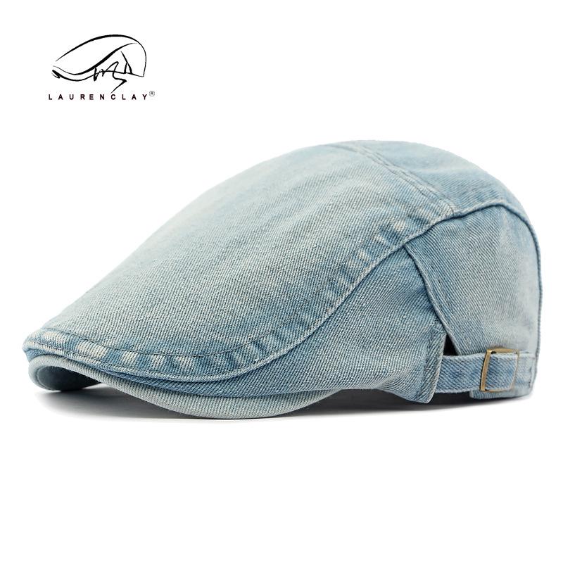 Unisex Korean Style Cotton Denim Beret - Retro Duckbill Newsboy Cap