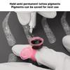 50Pcs Microblading Pigment Ring Cups with Cover for Tattoo Ink Semi Permanent Makeup Eyebrow Glue Container Pink