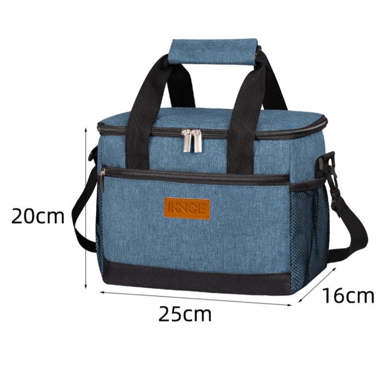 Bolsa Termo para Almuerzo Aislamiento Bolsa de Hielo Estudiante Portátil Cena Picnic Comida de Mano con Bolsillo de Almacenamiento 1 Pieza Negro