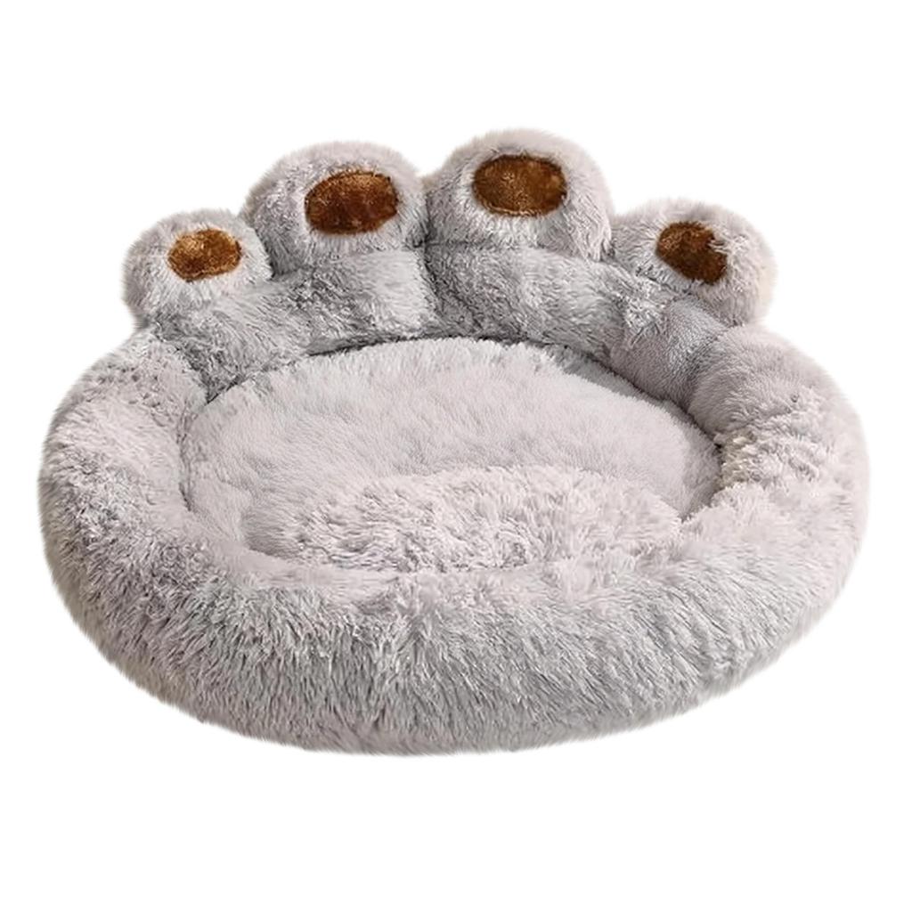 Print Shaped, Soothing Pet Bed, Made Of Plush Faux In A Donut Design, Suitable For Cats And Dogs, Machine Washable, With A Non- Bottom.