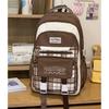 Schoolbag Korean Version Contrasting Color Plaid Backpack Female Student Schoolbag Large Capacity Lightweight Casual Backpack High Value Trend 