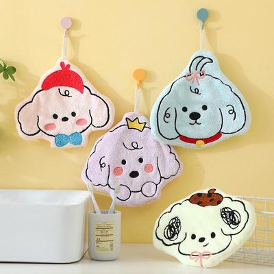 New Cute Cartoon Coral Fleece Hand Towel - Quick-Drying, Absorbent, Thickened for Kitchen & Bathroom