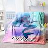 Colorful Mermaid Customize Your Name Blanket Multi-purpose Customizable Blanket Comfortable Perfect for Picnics Home Decor Office Chair Bedding