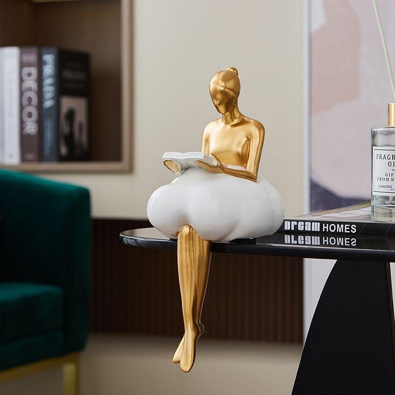 Abstract Cloud Ballet Girl Desk Figurine Ornament – Creative Home & Study Decoration
