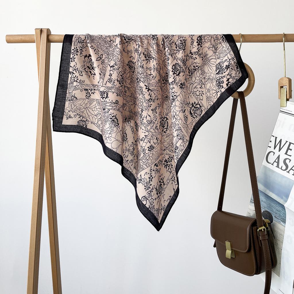 Spring And Summer Satin Long Scarf For Women Sunscreen Shawl Fashionable Beauty Scene Satin Long Scarf Versatile Travel Scarf