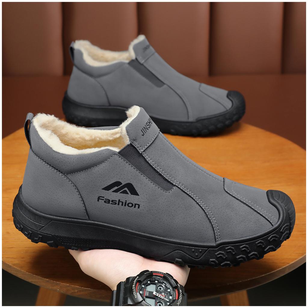 Men Fleece Lined Waterproof Warm Slip On Outdoor Winter Snow Boots