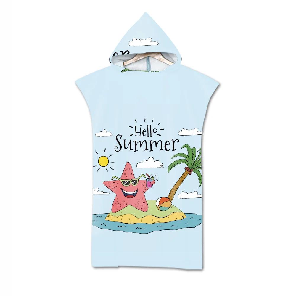 Toalla de Playa de Moda de Verano Microfibra Secado Rápido Capa Grande con Capucha Poncho de Animales de Dibujos Animados para Adultos Bata de Baño para Nadar Surf Toalla de Baño